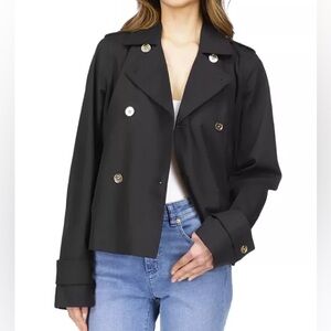 Michael Kors Black Short Double-Breasted Trench Jacket